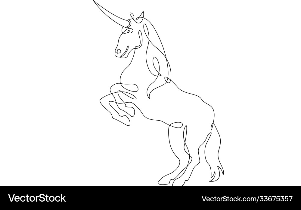 Continuous one line drawing unicorn Continuous one line drawing unicorn vector image