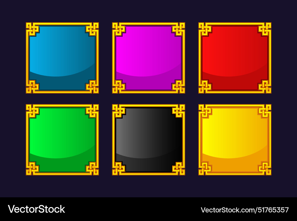 Empty china frames in golden-color square Empty china frames in golden-color square vector image