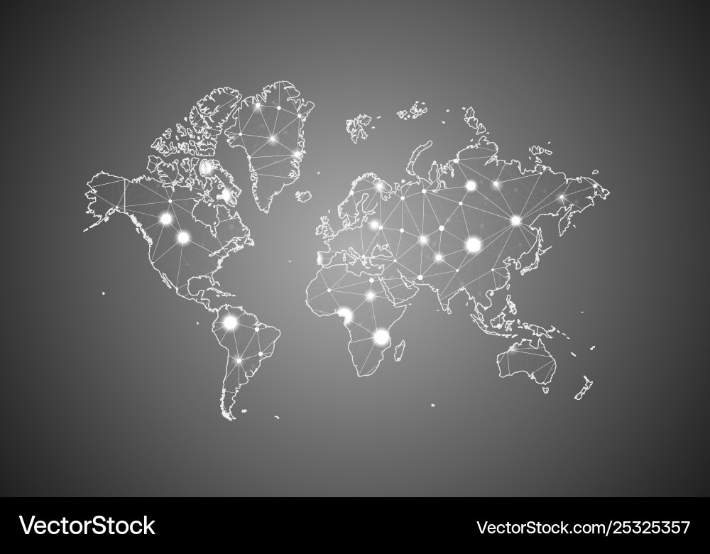 Global Network Wireframe Map Vector Image