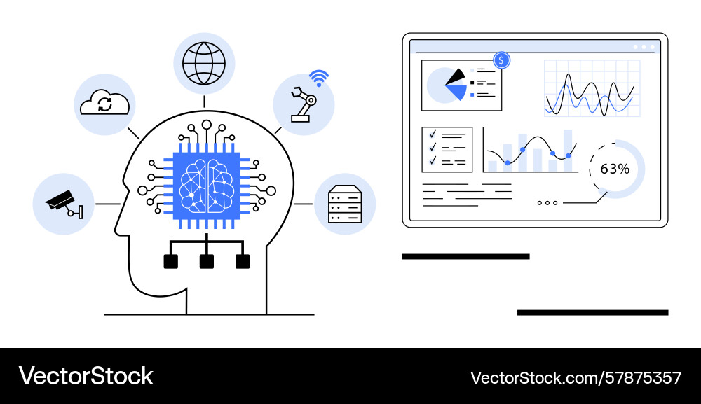 Künstliche Intelligenz die iot-Daten integriert Künstliche Intelligenz die iot-Daten integriert Vektorbild