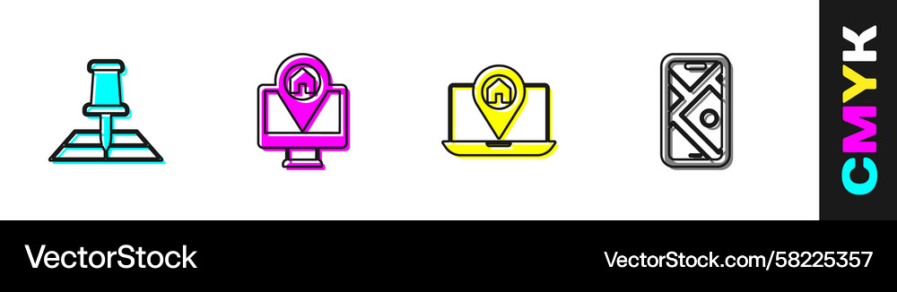 Map with Location Marker - Navigation Vector Image