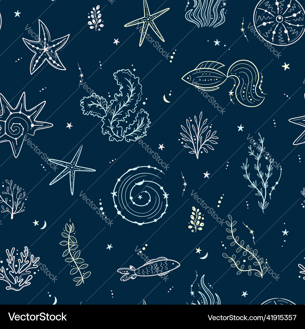 Ocean Seashell Pattern Vector Image