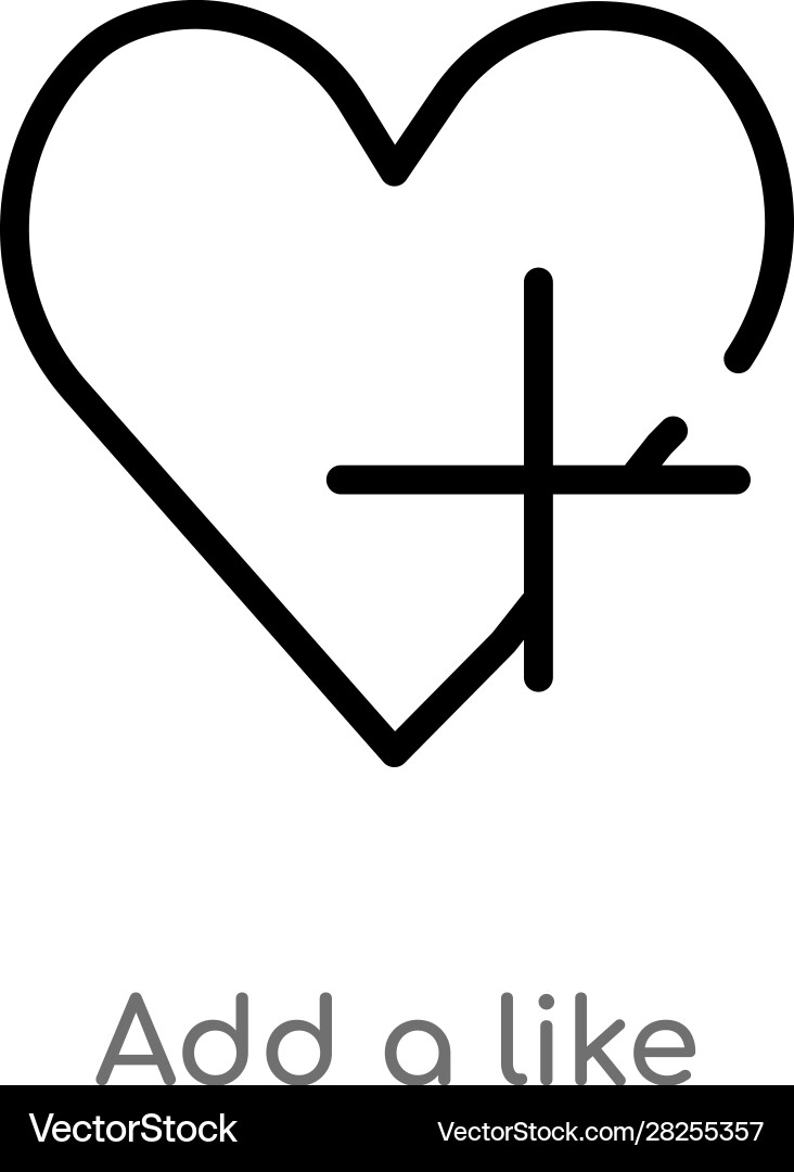 Outline add a like icon isolated black simple vector image
