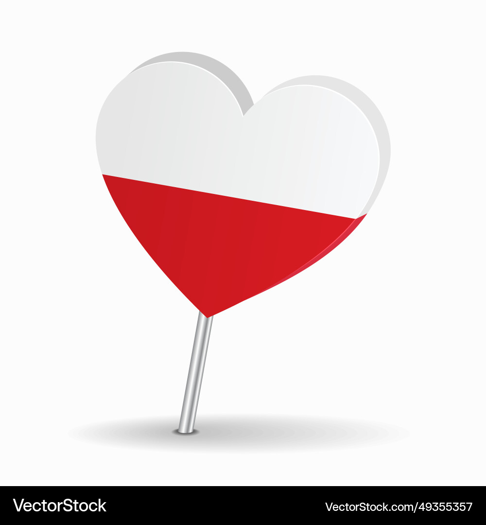Polish flag heart-shaped map pointer layout Polish flag heart-shaped map pointer layout vector image