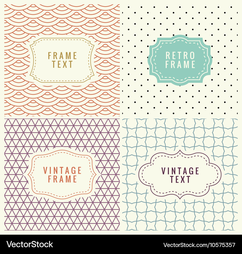 Retro mono line frames with place for text Vector Image