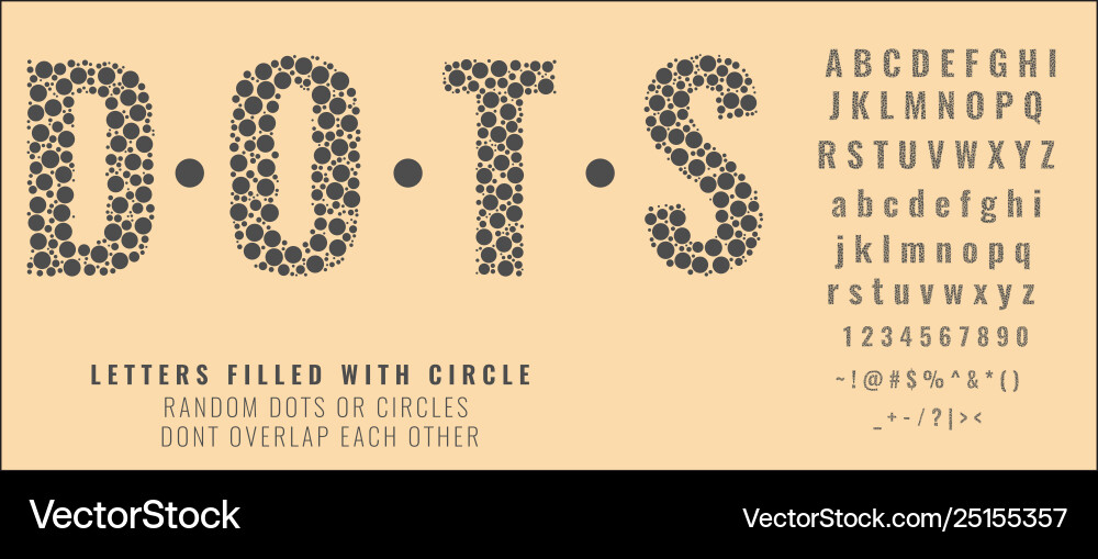 Set letters made dots or filled with circles Set letters made dots or filled with circles vector image