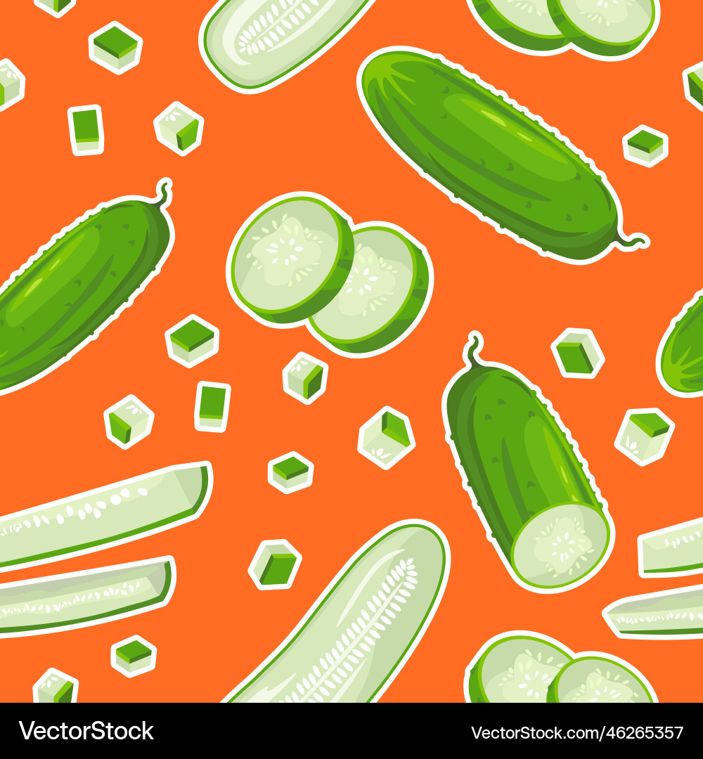 Sliced and diced cucumber seamless pattern print Sliced and diced cucumber seamless pattern print vector image