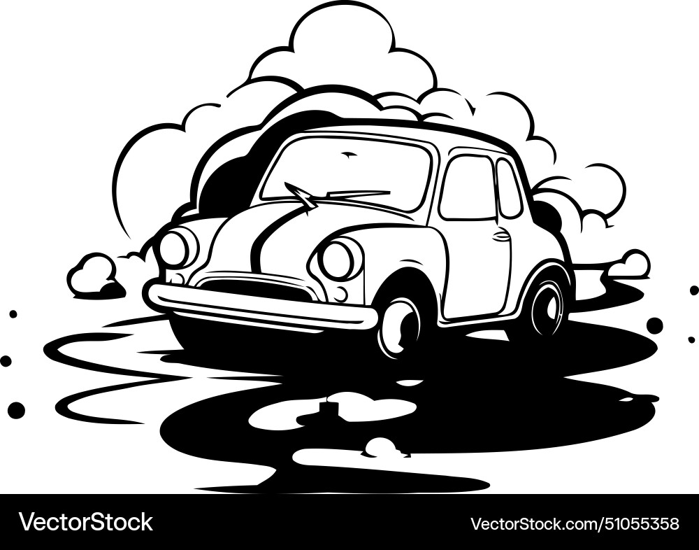 A cartoon car on fire style Royalty Free Vector Image