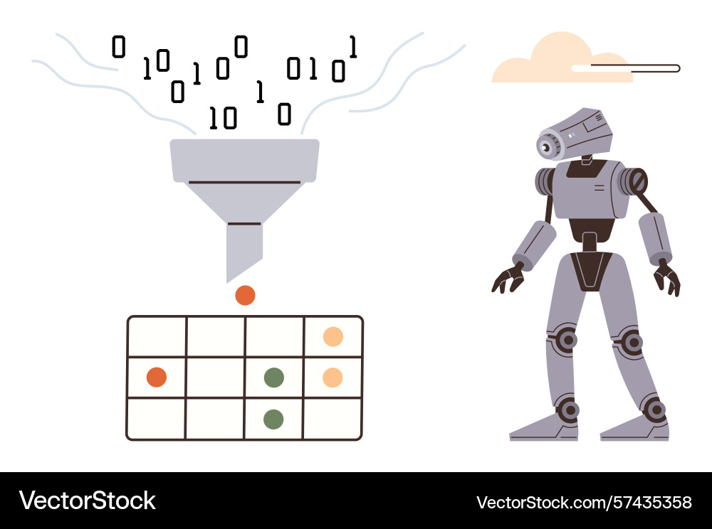 Artificial intelligence processing data Artificial intelligence processing data vector image