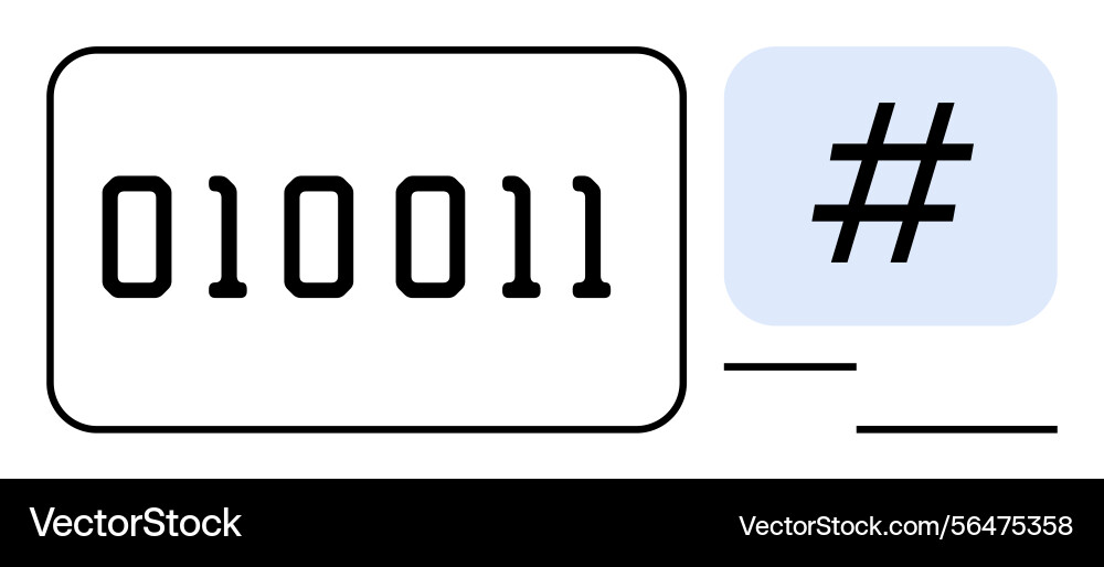 Binary code representation and metadata tag symbol Vector Image