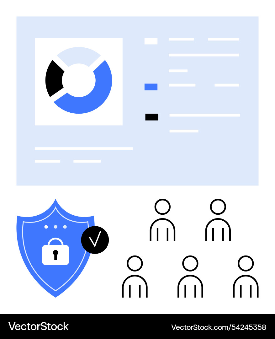 Data security chart with shield and user icons Data security chart with shield and user icons vector image