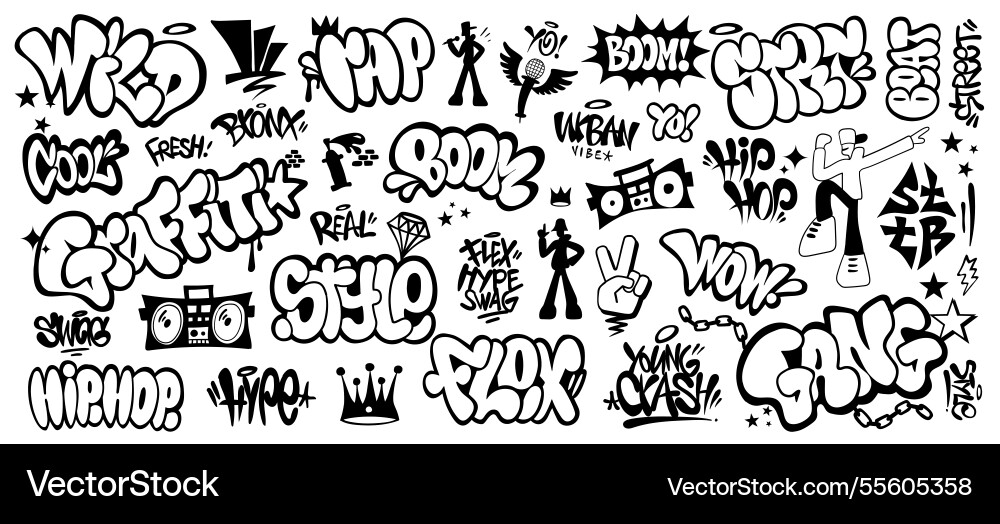 Graffiti street art hip hop style isolated Graffiti street art hip hop style isolated vector image