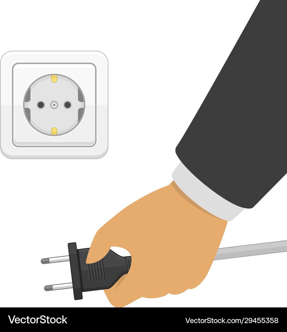 Hand disconnecting electric plug Hand disconnecting electric plug vector image