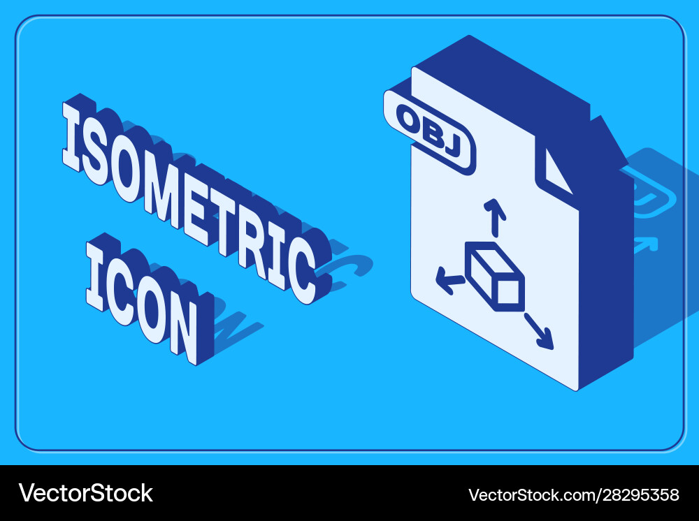 Isometric obj file document download button Vector Image