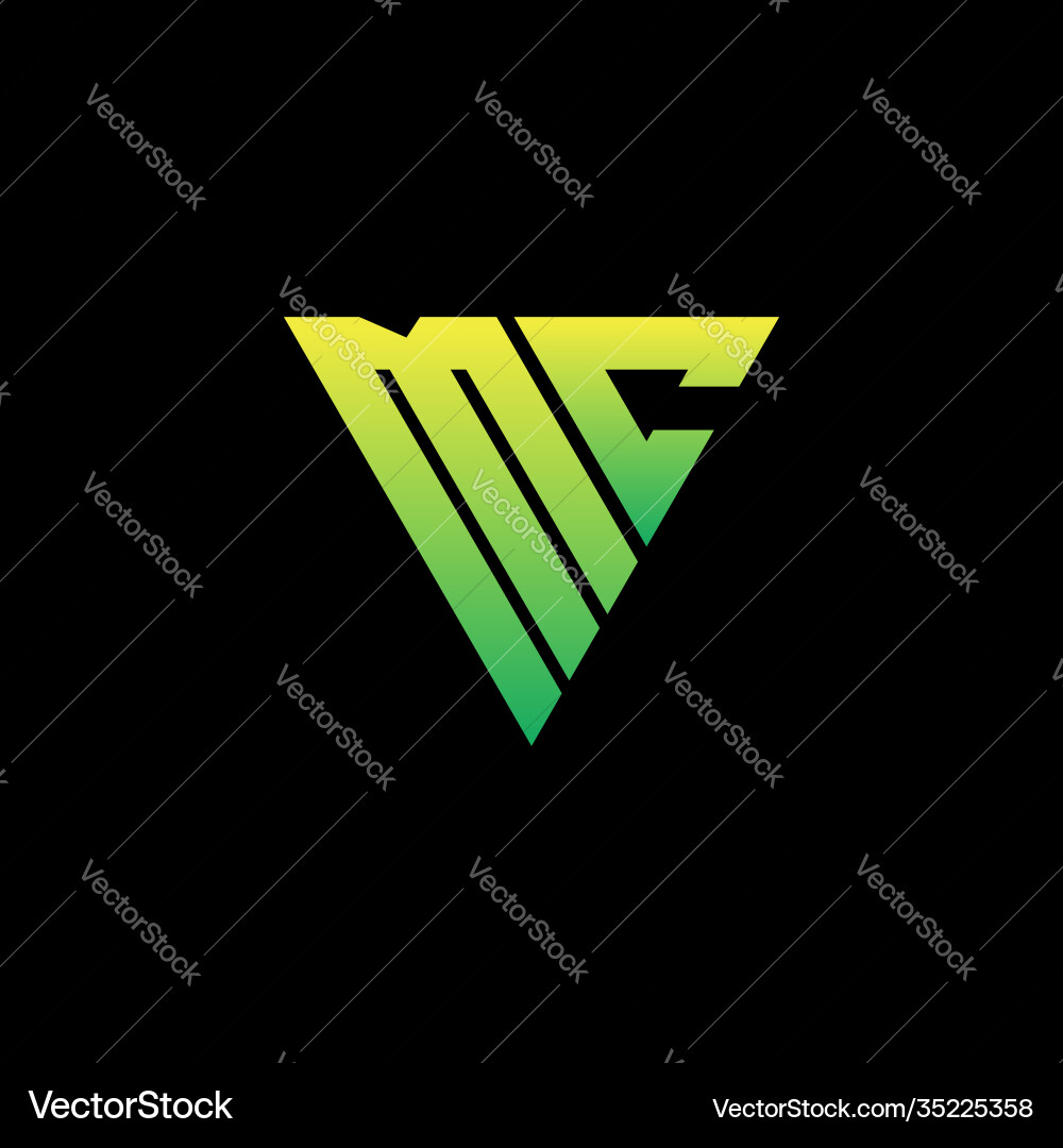 M c initial triangle logo monogram M c initial triangle logo monogram vector image