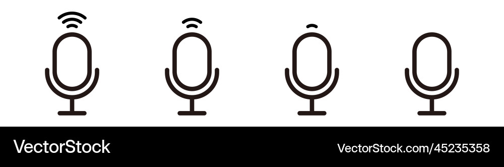 Microphone icon set with different sound wave Vector Image