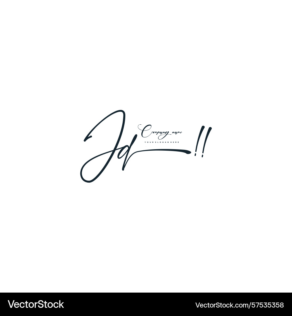 Minimal signature logo design with jd initials Vector Image