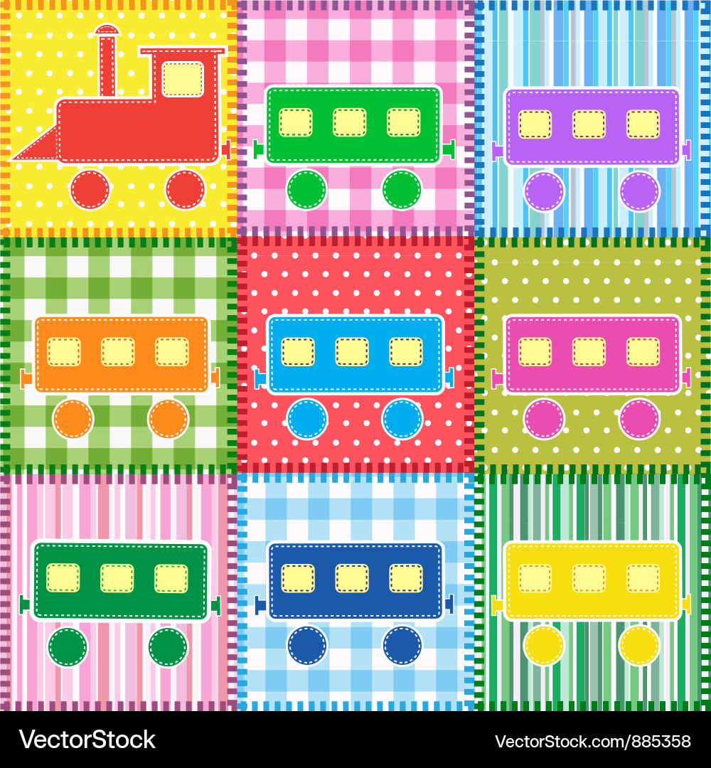 Patchwork with colorful train Vector Image