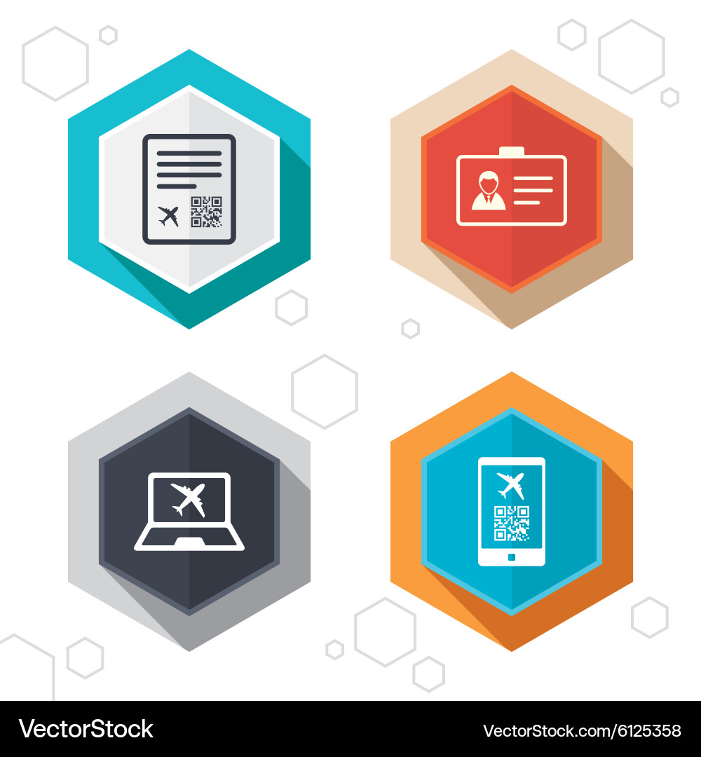 Qr scan code icon boarding pass flight sign Vector Image