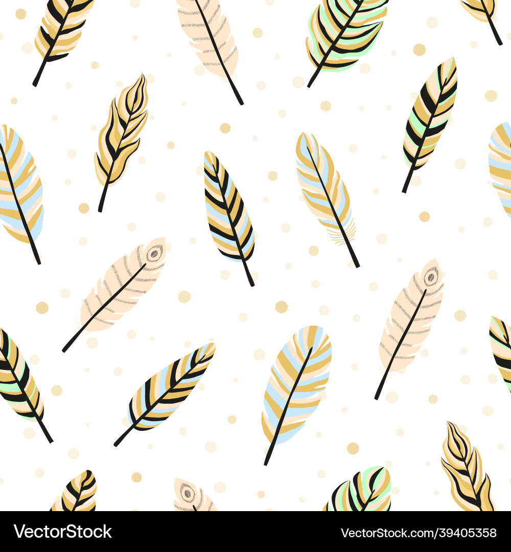 Seamless pattern with boho feathers Seamless pattern with boho feathers Vector Image