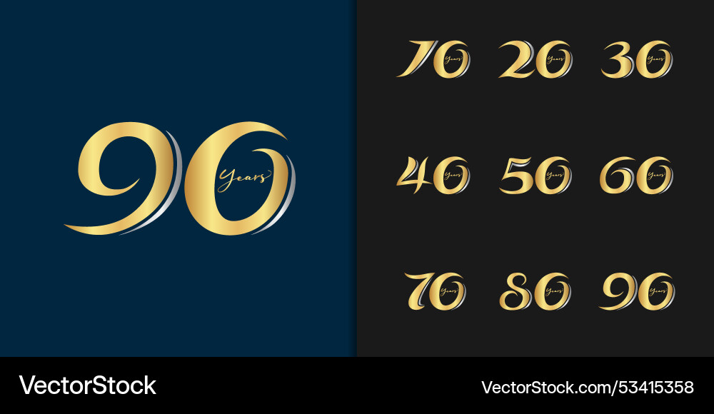 Set von Premium-Jubiläum-Logotyp golden Set von Premium-Jubiläum-Logotyp golden vektorbild