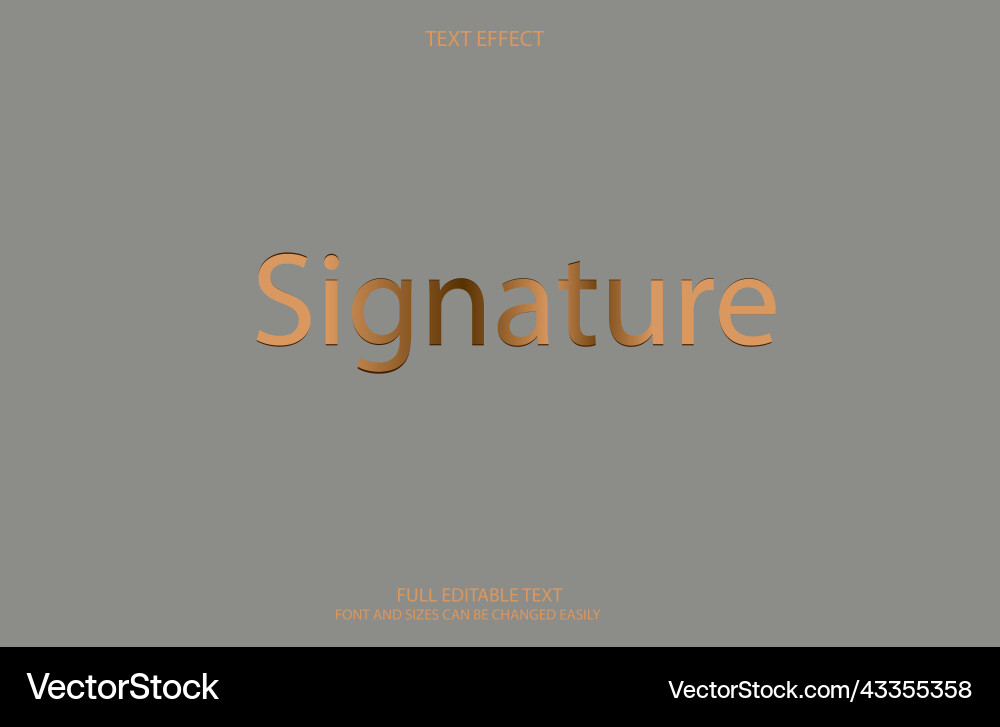 Text effect signature sleek elegant style Vector Image