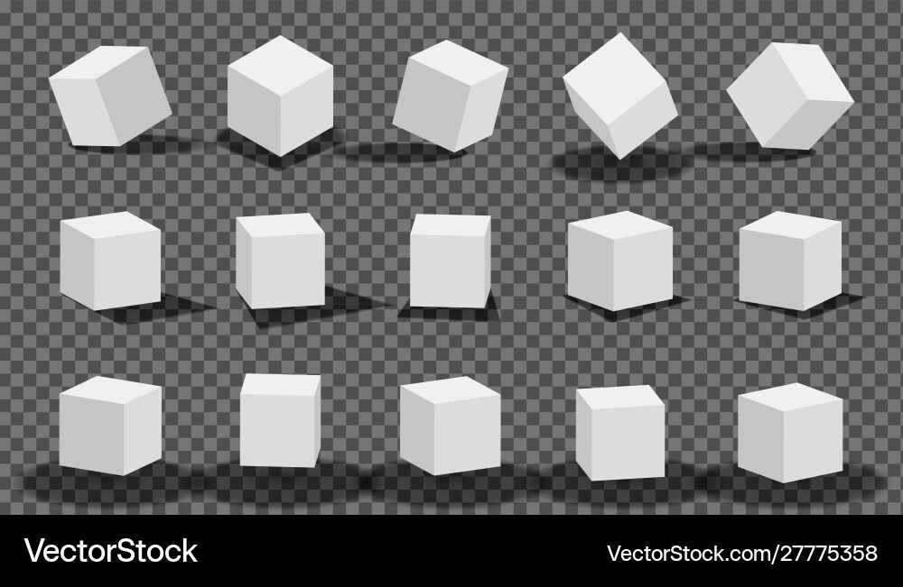 White cubes set 3d abstract box with shadow White cubes set 3d abstract box with shadow Vector Image