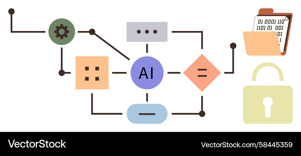 AI Process & Data Flow Diagram Vector Image