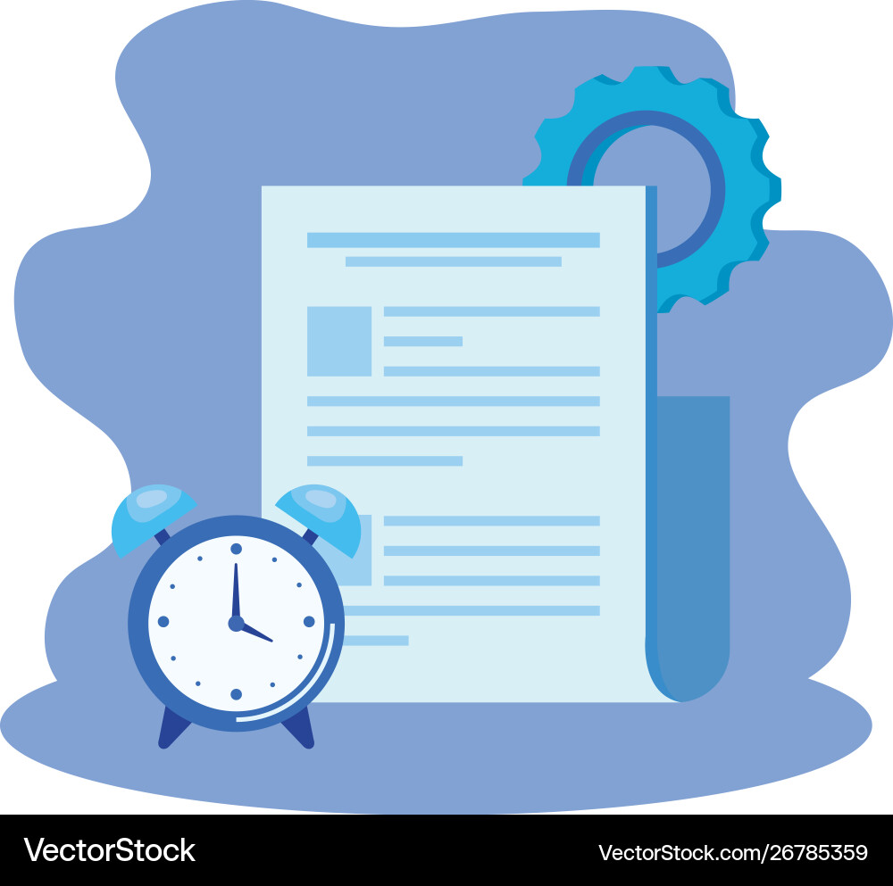 Alarm clock with document file Vector Image