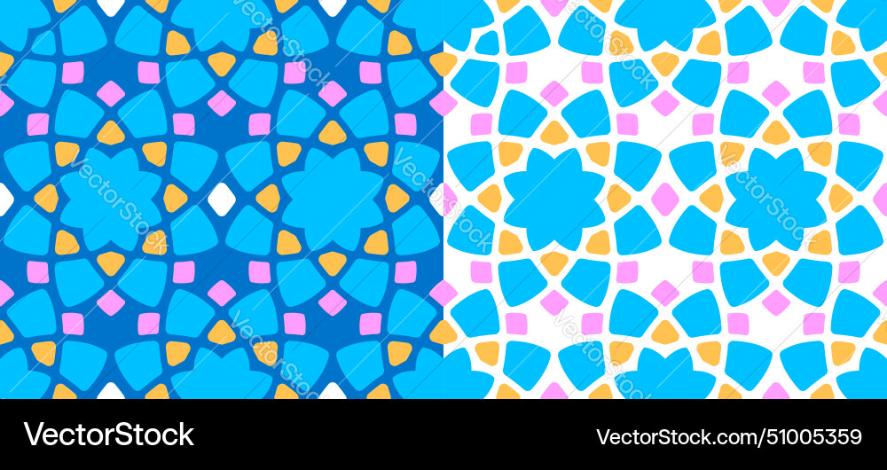 Arabic mosaic seamless patterns Arabic mosaic seamless patterns vector image