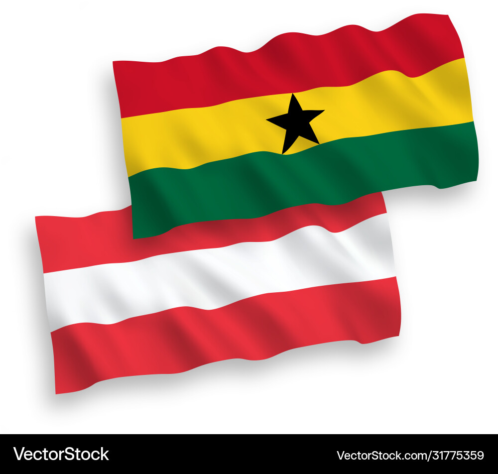 Austria and Ghana Flags - White Background Vector Image
