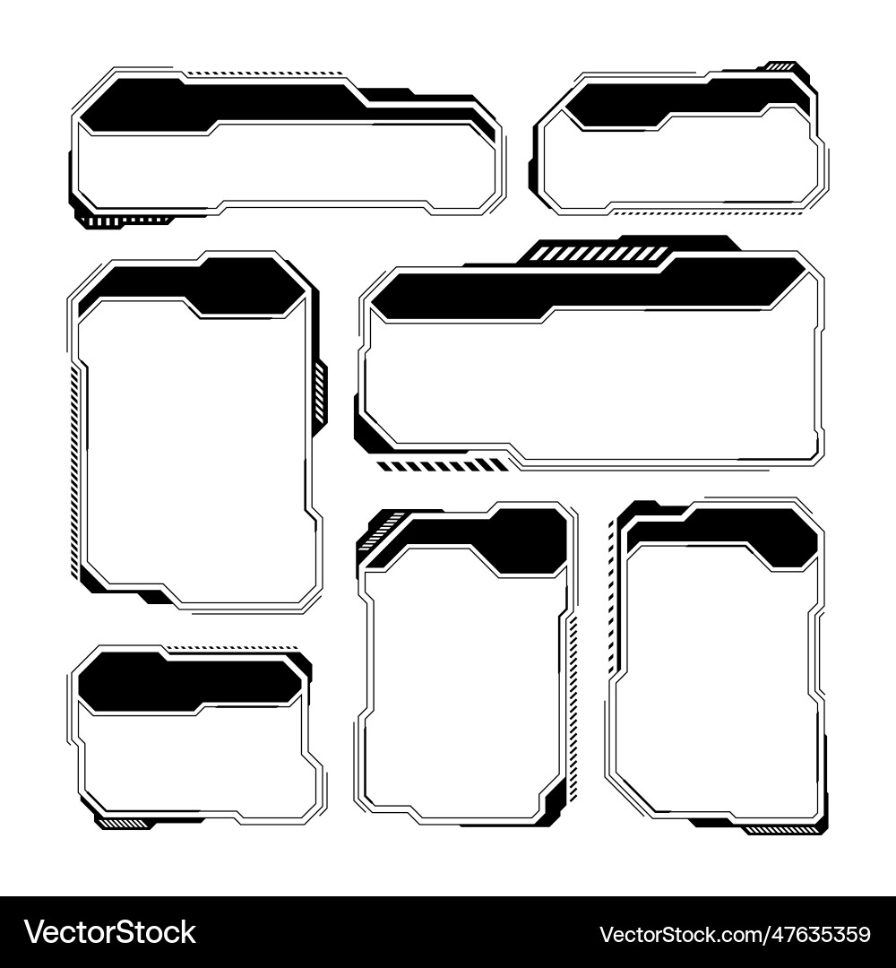 Black futuristic hud or ui elements sci-fi user Black futuristic hud or ui elements sci-fi user vector image