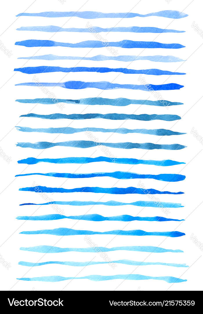 Blue Watercolor Line Set Vektorbild