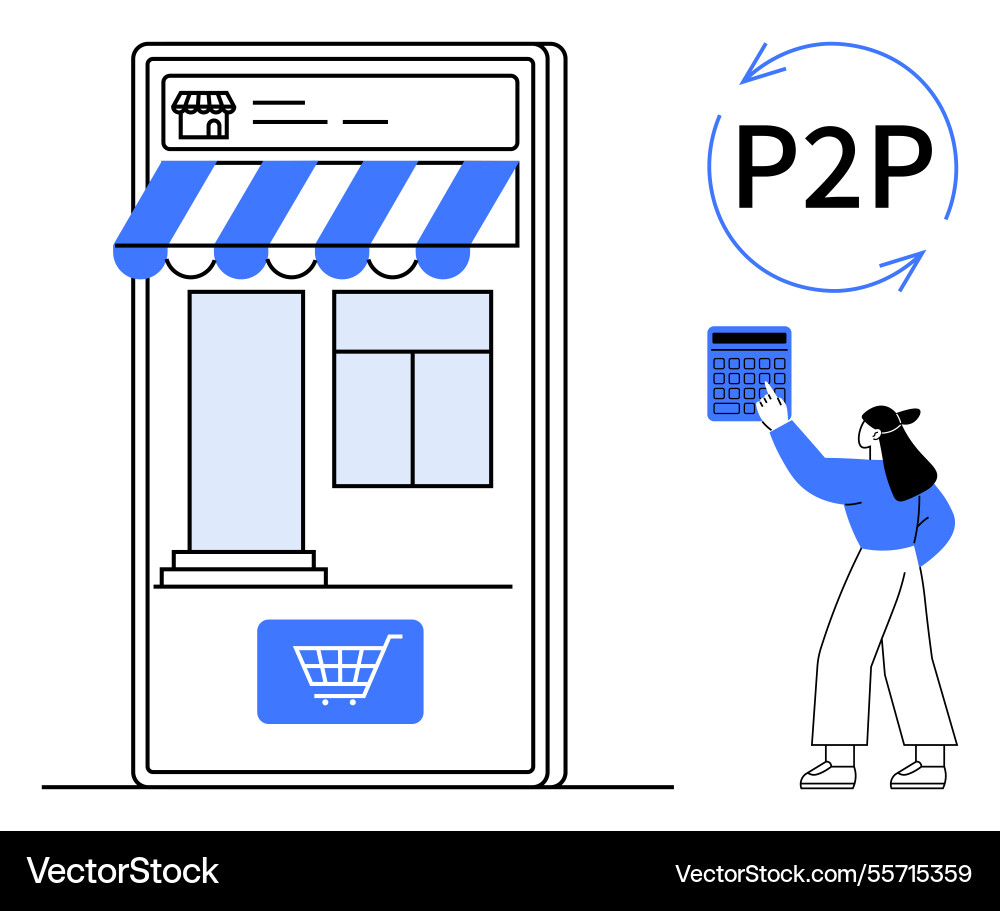 Digital peer-to-peer shopping concept with mobile Digital peer-to-peer shopping concept with mobile Vector Image