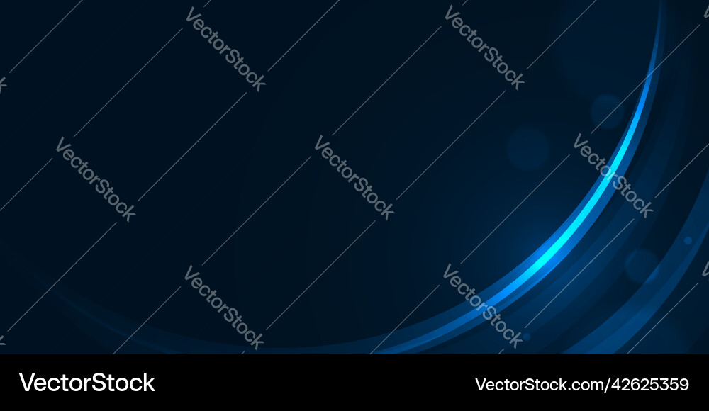 Glow curve and bokeh circle on dark blue abstract vector image