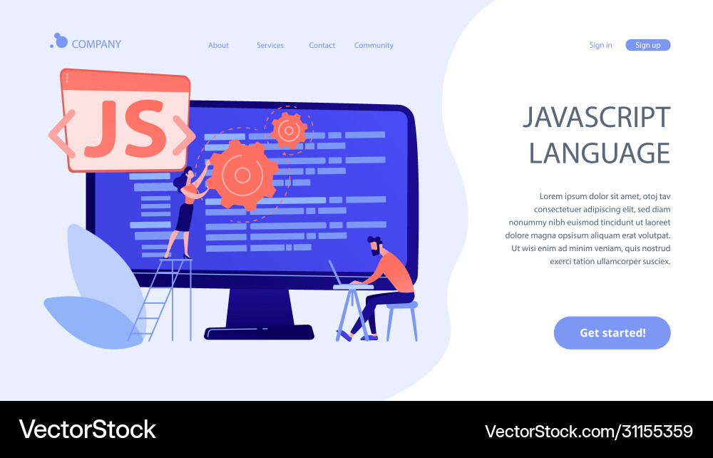 JavaScript Landing Page Concept Vector Image