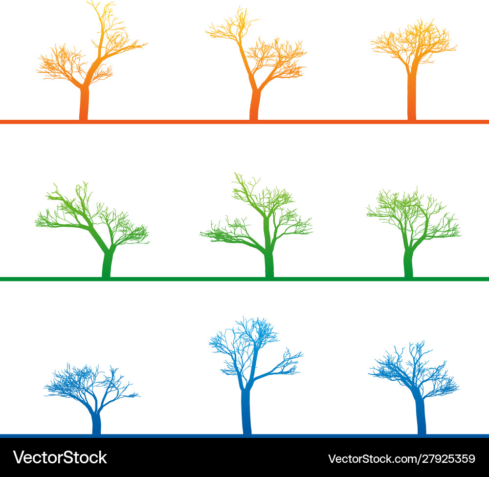 Mystical trees grow various form abstract linear Mystical trees grow various form abstract linear vector image