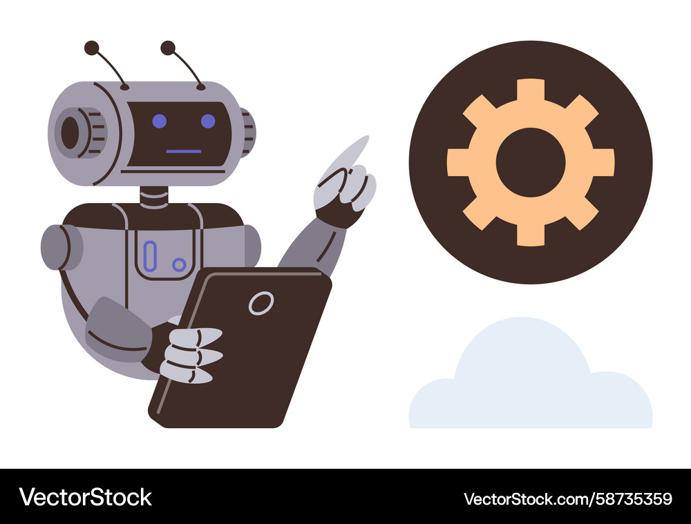 Robot with Tablet - AI & Automation Vector Image