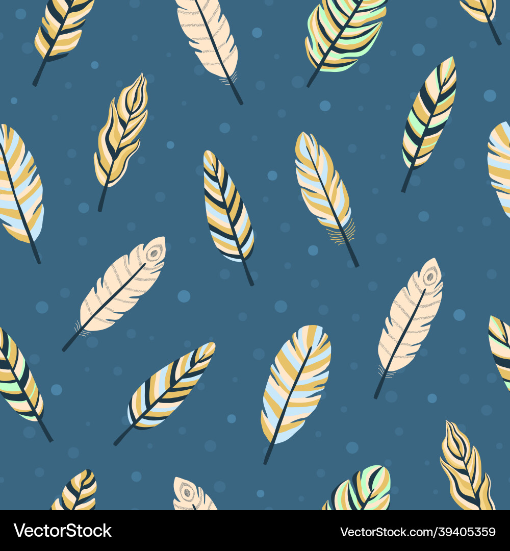 Seamless pattern with boho feathers Vector Image