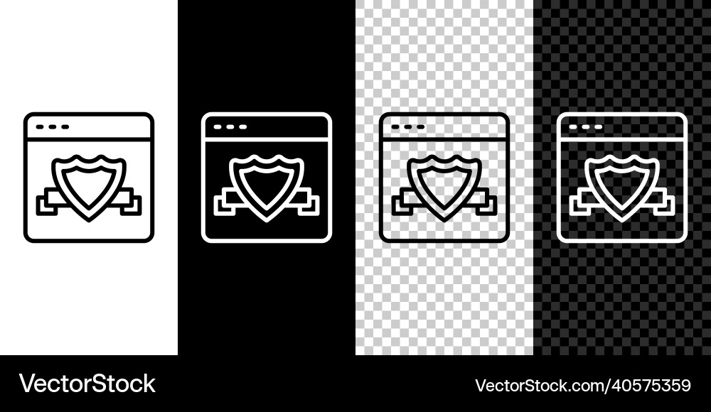 Set line browser with shield icon isolated Vector Image