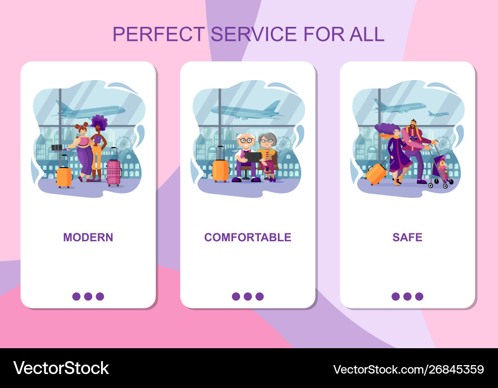 Set mobile app page design screen Set mobile app page design screen Vector Image