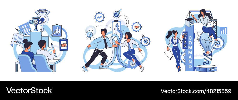 Team solving problems search for right solution Team solving problems search for right solution Vector Image
