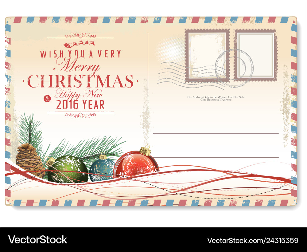 Vintage Christmas Postcard Vector Image