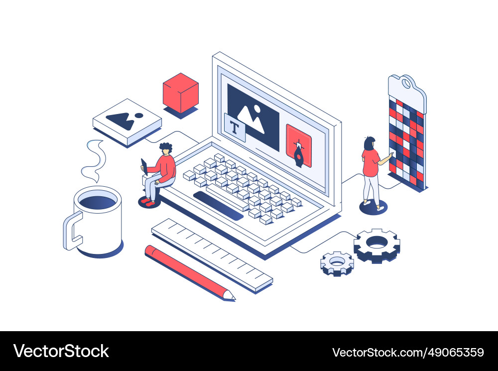 Web design concept in 3d isometric Web design concept in 3d isometric vector image