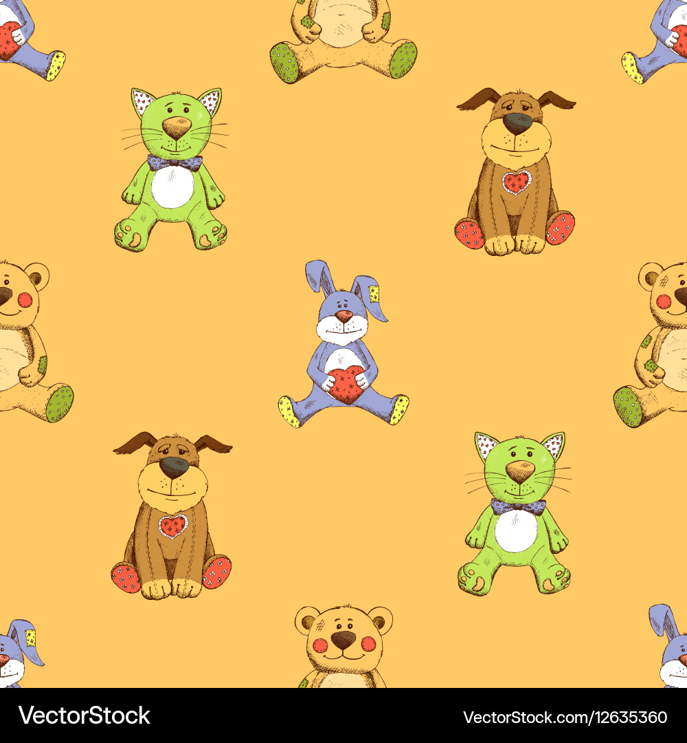 Cat dog and rabbit background pattern vector image