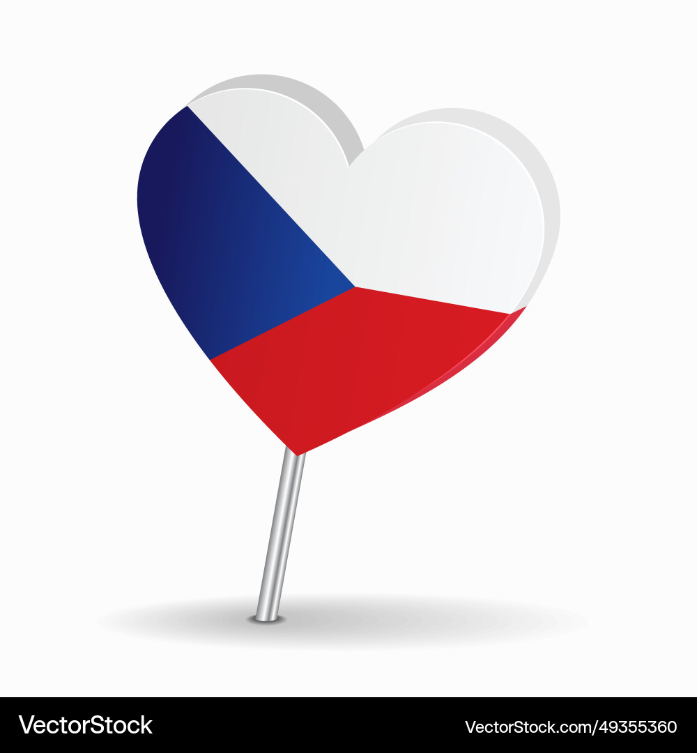 Czech flag heart-shaped map pointer layout Czech flag heart-shaped map pointer layout vector image