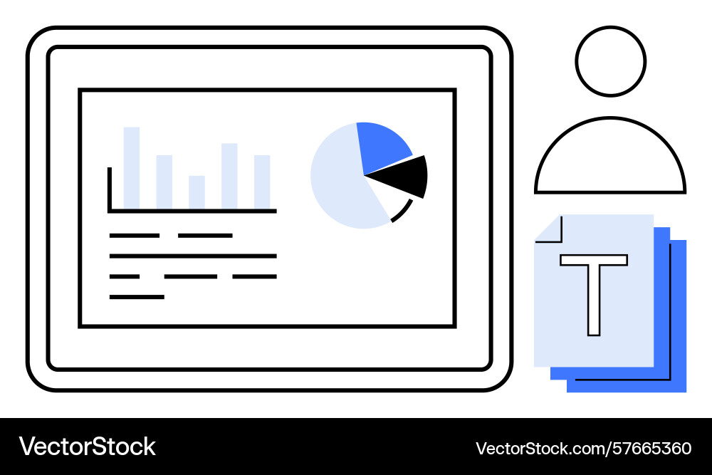 Data analysis with chart and document vector image