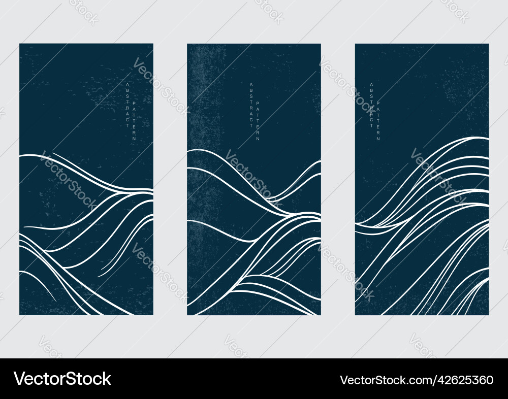 Hand drawn wave element with japanese pattern Hand drawn wave element with japanese pattern vector image