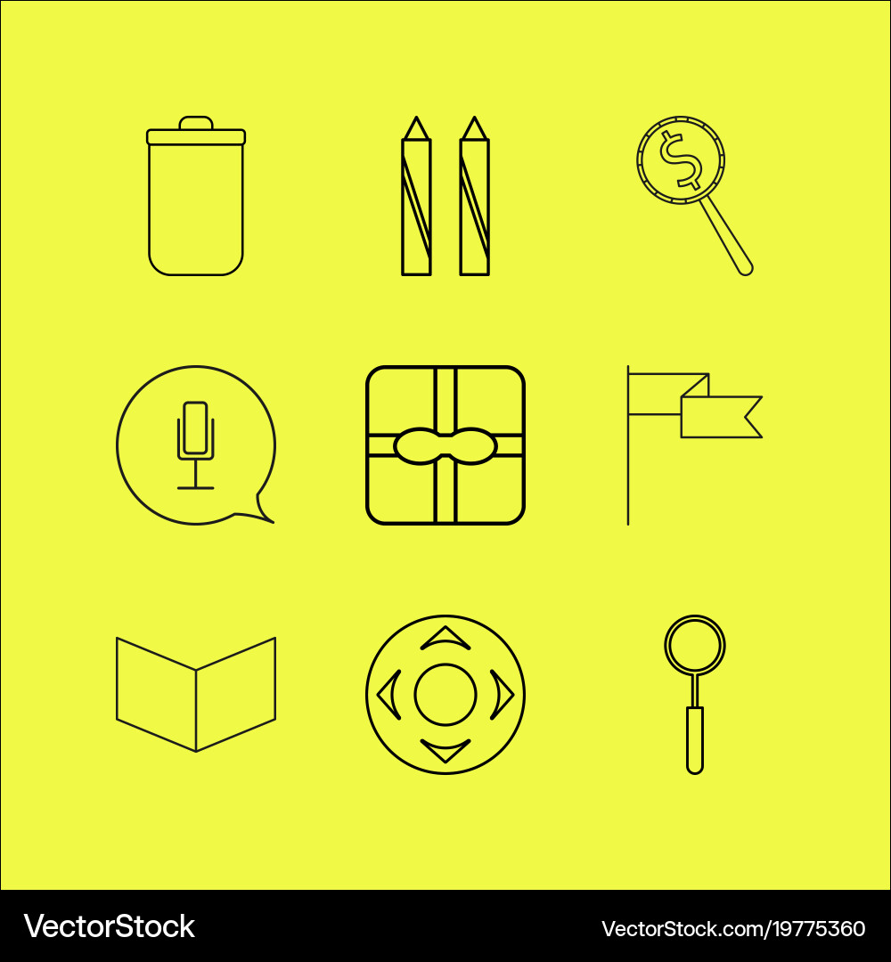Web linear icon set simple outline icons Vector Image