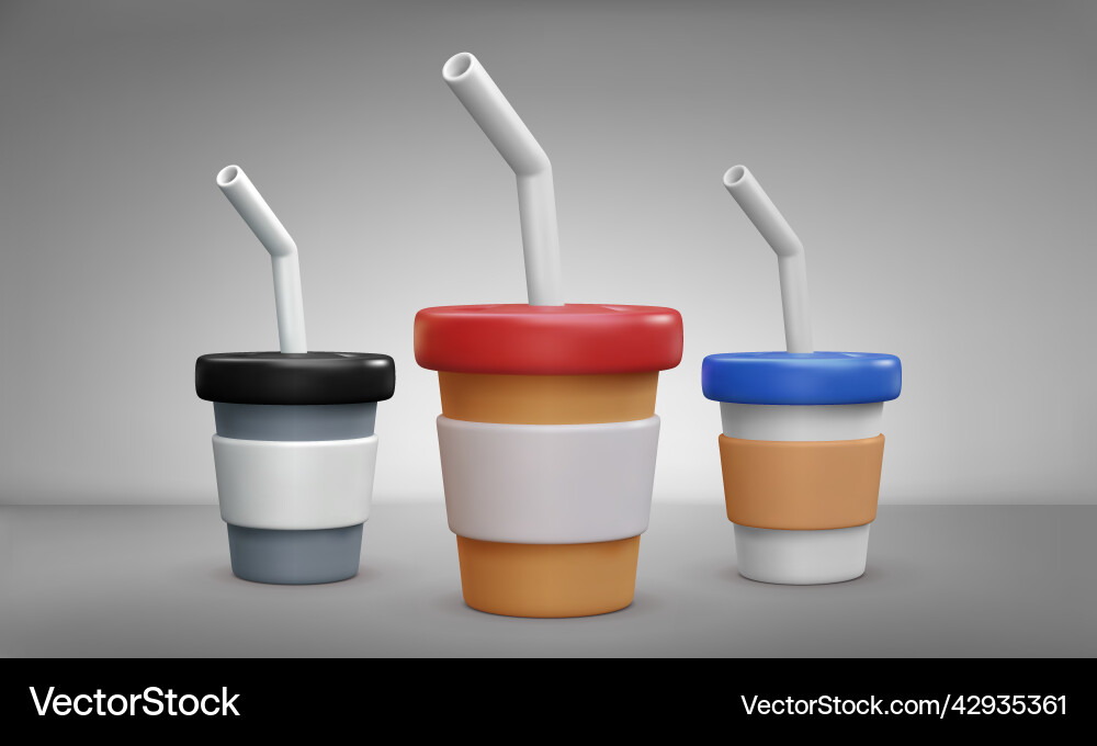 3d realistic paper coffee cups mock-up Royalty Free Vector